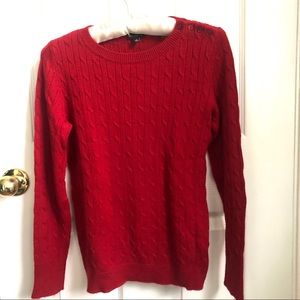 Talbots red cablestitch sweater, lambs wool S